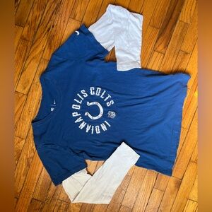 NFL Indianapolis Colts Layered & Embroidered Logo Long Sleeve Game Day T-Shirt